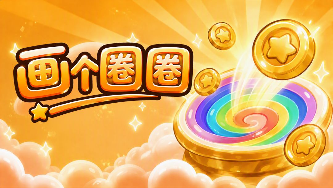 《画个圈圈》主视觉：金币飞入彩虹圆环